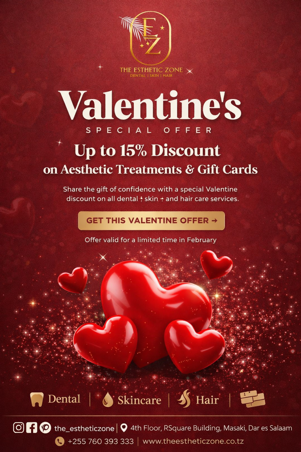 Valentine’s Special Offer in Dar es Salaam – Up to 15% Discount on Aesthetic Treatments